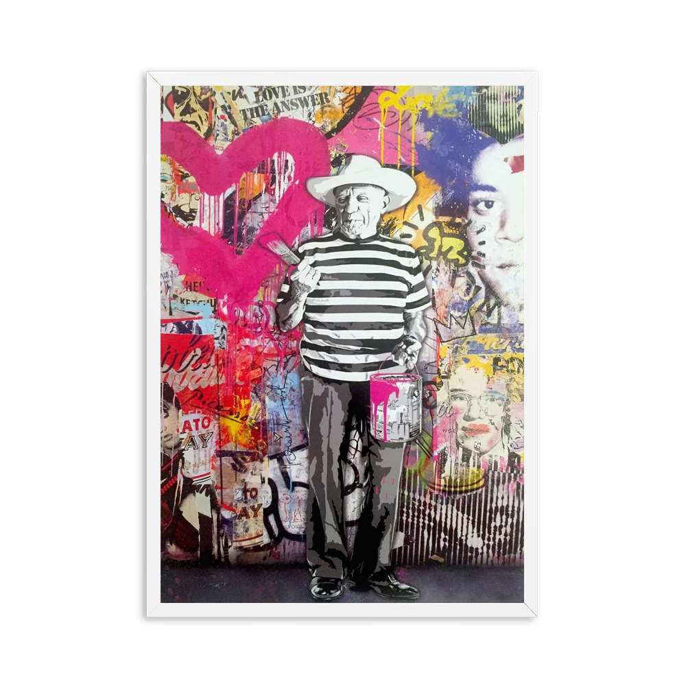Girl with Balloon Street Wall graffiti Art Canvas Paintings Abstract Einstein Pop Art Canvas Prints For Kids Room Cuadros Decor - Цвет: Picture 6