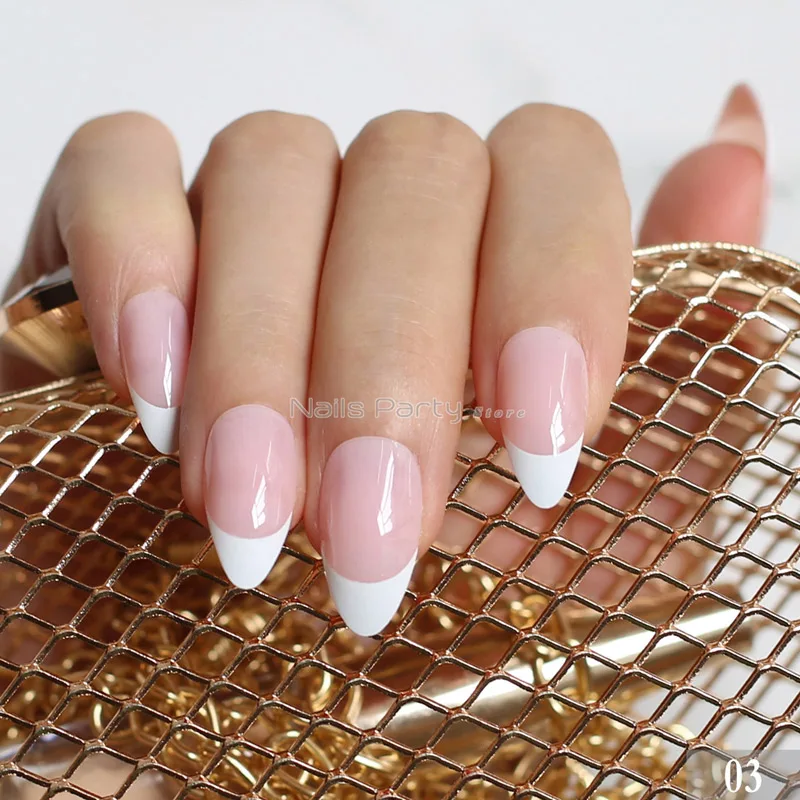 French Nails просто бежевый белый накладные ногти средние кончики дизайн жемчужины для дизайна ногтей кончики 24 шт желтый натуральный розовый полный набор коричневый