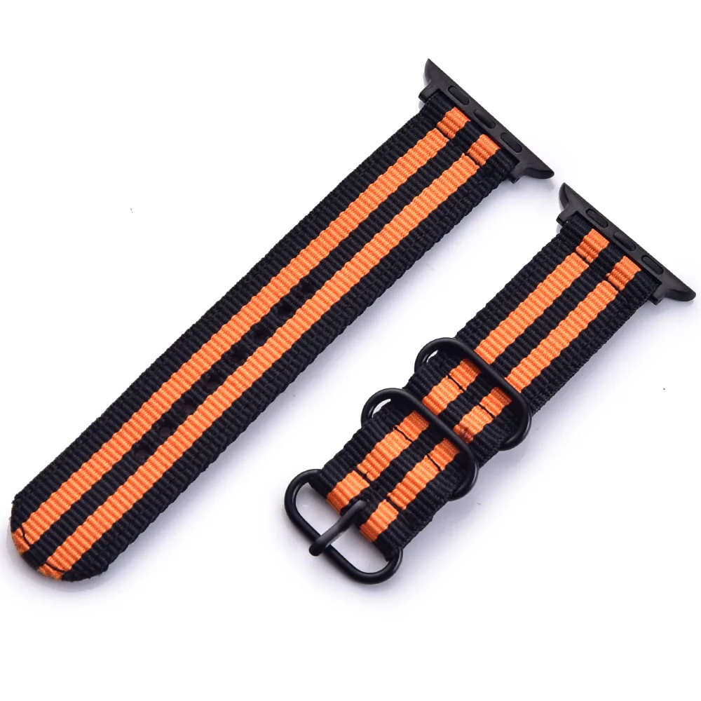 Black orange 42 мм 38 мм цветной спортивный нейлоновый ремешок для часов Apple Watch, ремешок iWatch серии 4 3 2 1, сменные ремешки, Ремешки для наручных часов - Цвет ремешка: Black orange
