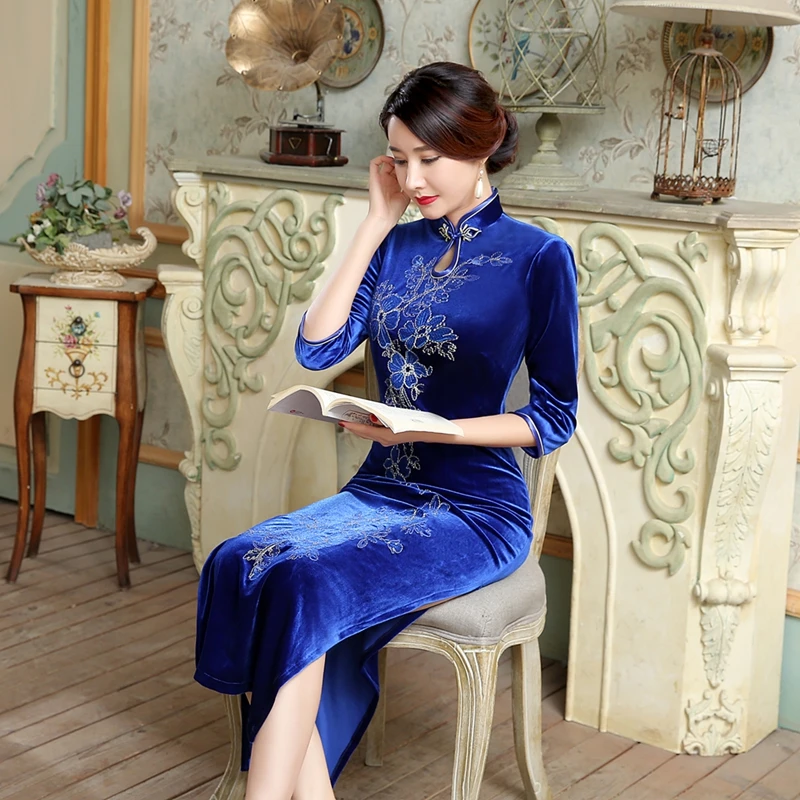 Благородное китайское традиционное женское платье ручной работы с пуговицами и