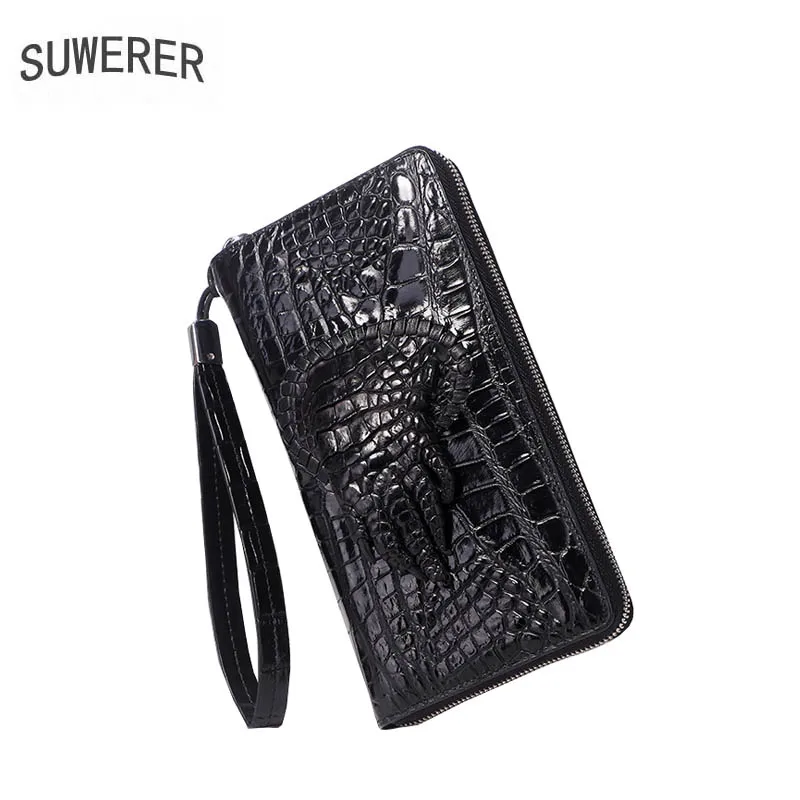 SUWERER 2019 новые теплые мужские натуральная кожа сумки рельефный крокодил модная