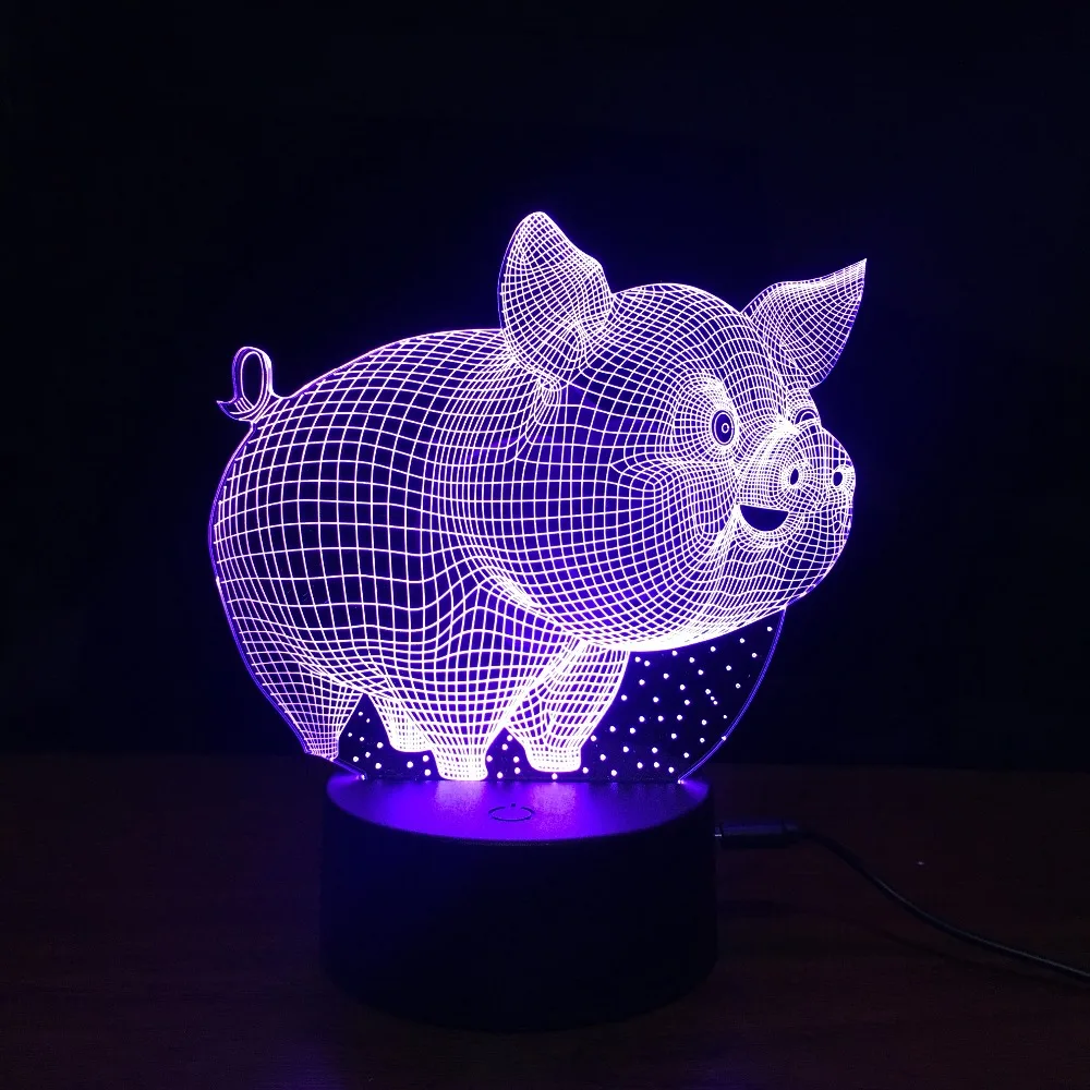 Pig Night Light 3D lamp Touch 7 Colore change USB Table Desk Lamp Baby Sleeping nightlight For Kid Gift | Лампы и освещение