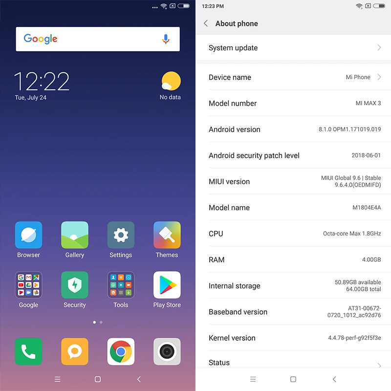 Глобальная версия мобильных телефонов Xiaomi Mi Max 3 4 ГБ 64 Восьмиядерный Snapdragon 636 5500