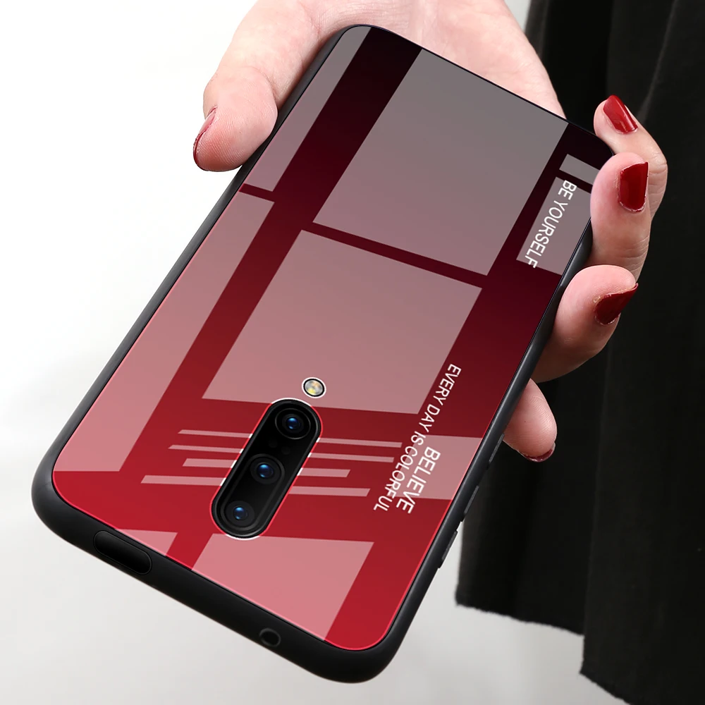 Чехол Haissky с градиентом из закаленного стекла для Oneplus 7 Pro защитный чехол задней