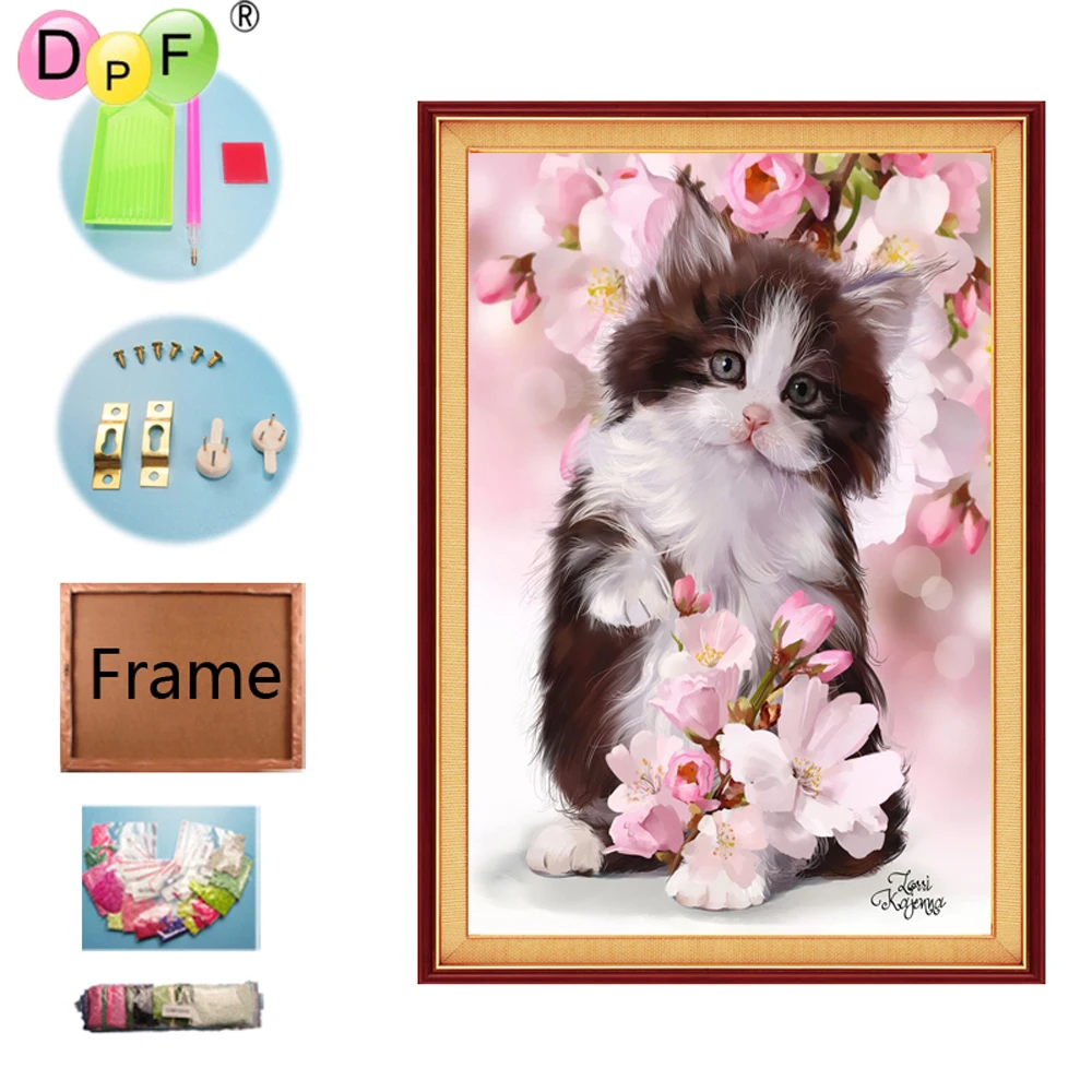 DPF Алмазная вышивка Вишневый Кот с рамкой крестиком домашний декор подарки