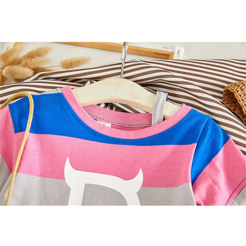 Платья для девочек 2019 новые летние Детская одежда внешней Цвет в полоску с