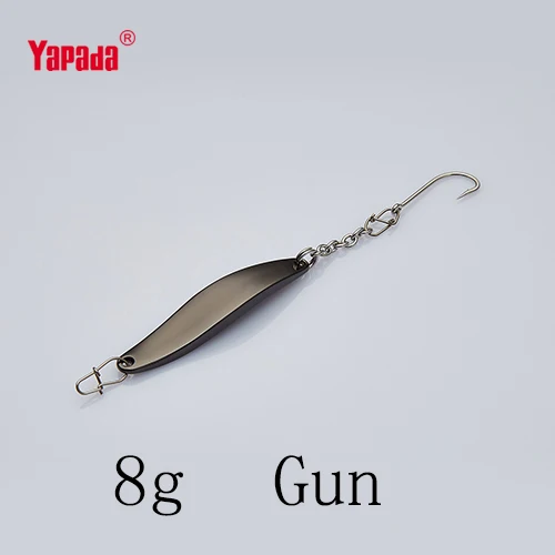 Gun 8g YAPADA ледовая Рыбалка 509 Кривая 8 г 50 мм один крючок Многоцветный Металлический джиггинг ложка рыболовные приманки - Цвет: Gun 8g
