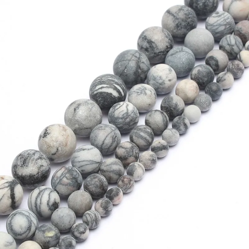 black web jasper 4 мм 6 мм 8 мм 10 мм натуральный матовый морганит Агаты тигровый глаз камень Круглые бусины для самостоятельного изготовления ювелирных изделий браслет 15'' - Цвет: black web jasper