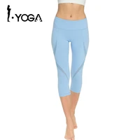 women sports tights capris gym slim yoga pants high waist stretch workout leggings sportswear clothes fitness trousers for women