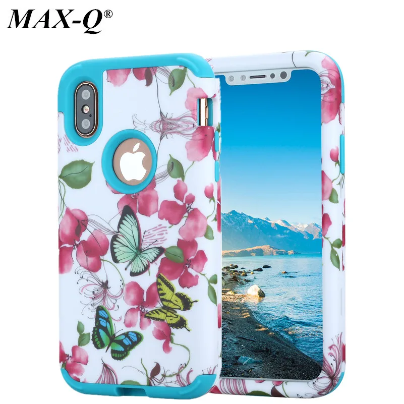 Классический Ретро Бабочка Цветы Силикон + PC телефон задняя крышка чехол для Apple