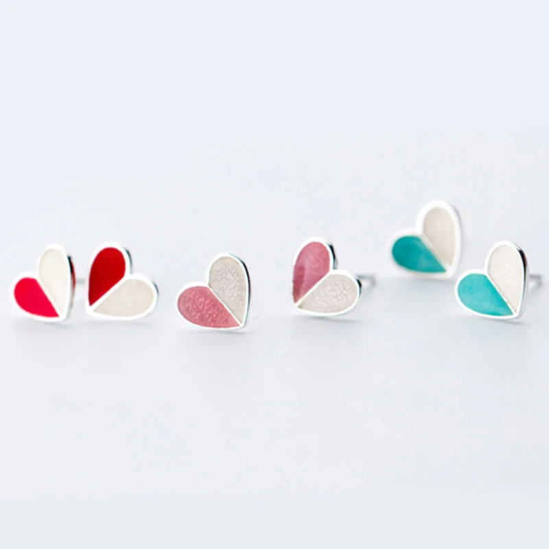 Серьги гвоздики из серебра 925 пробы с маленьким гладким сердцем|Серьги-гвоздики| |