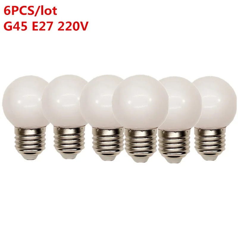 6PCS PC G45 6 шт./лот 2w 4w 6w 8w E27 E14 прозрачный СВЕТОДИОДНЫЙ светильник 220v A60 G45 ST64 C35 матовый светодиодный Лампа накаливания Эдисона шар светильник 230v - Испускаемый цвет: 6PCS PC G45