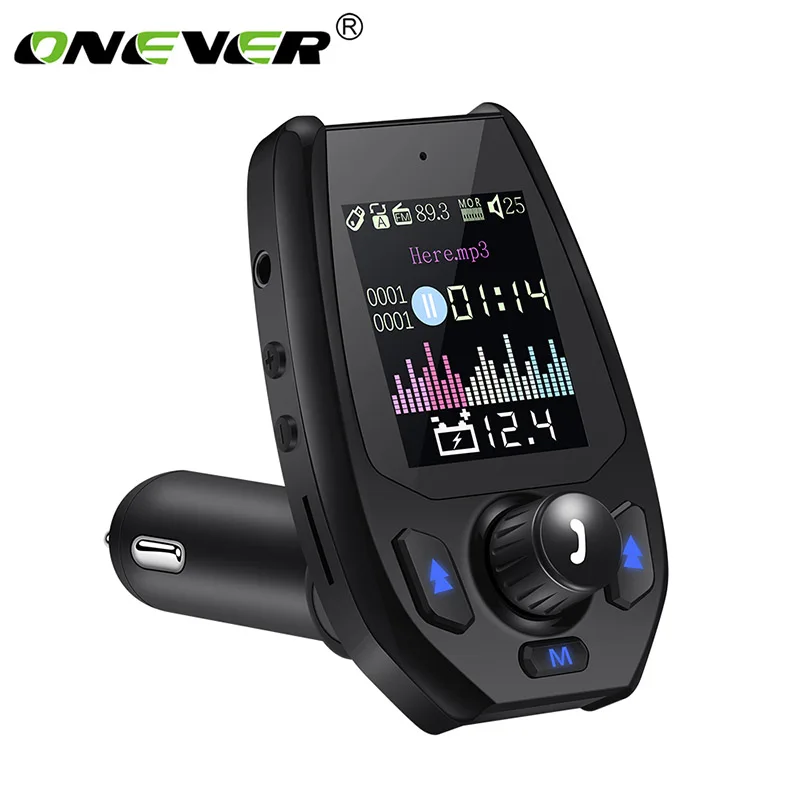 Черный Onever Bluetooth 5,0 5V3. 1A fm-передатчик Bluetooth адаптер напряжение батареи двойной USB зарядное устройство с голосовыми подсказками модулятор - Название цвета: Черный