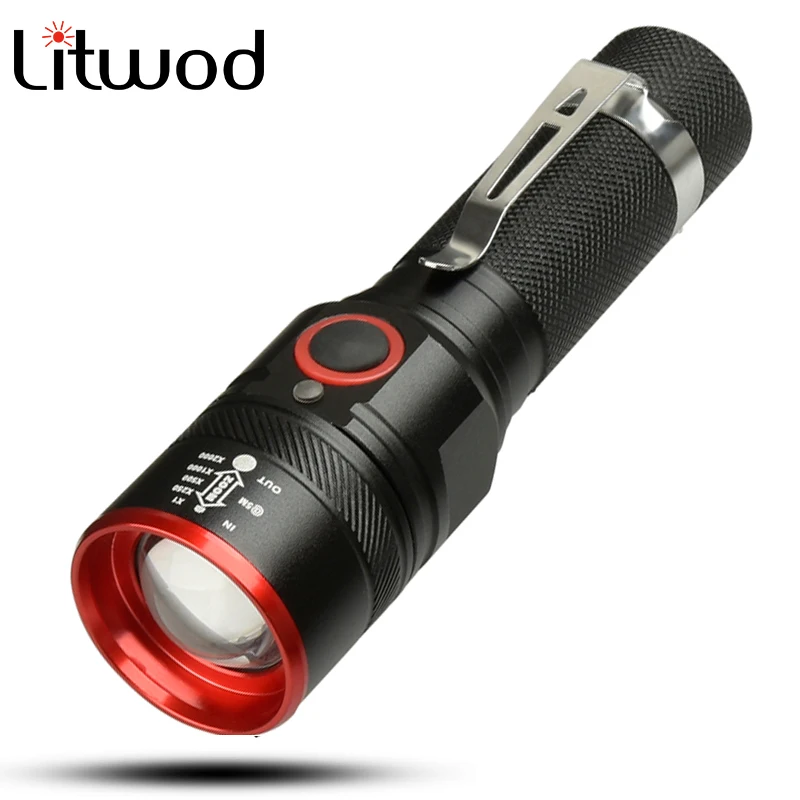 Светодиодный фонарик litwod Z201511 XM L T6 водонепроницаемый светильник онарь с разъемом