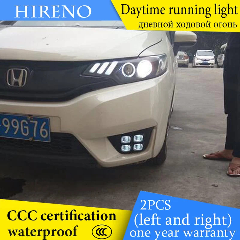 Hireno авто способ для HODNA Fit Jazz 2014 2015 автомобилей дневного Бег сигнальные огни