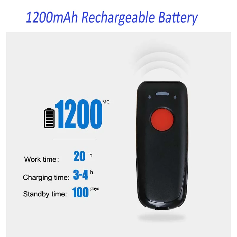 Портативный беспроводной Bluetooth сканер штрих кодов высокоскоростной CCD код