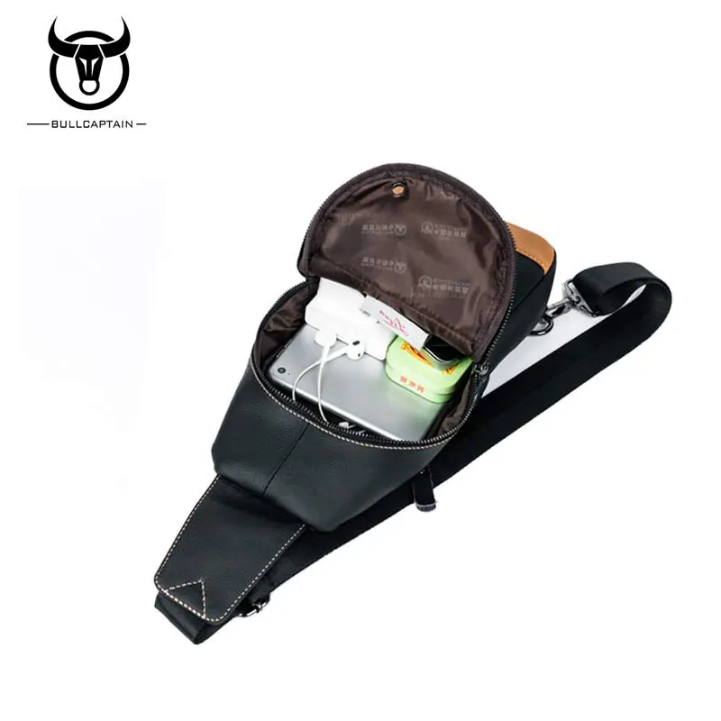 Мужская нагрудная сумка Bullcaptain кожаная повседневная мессенджер используется для