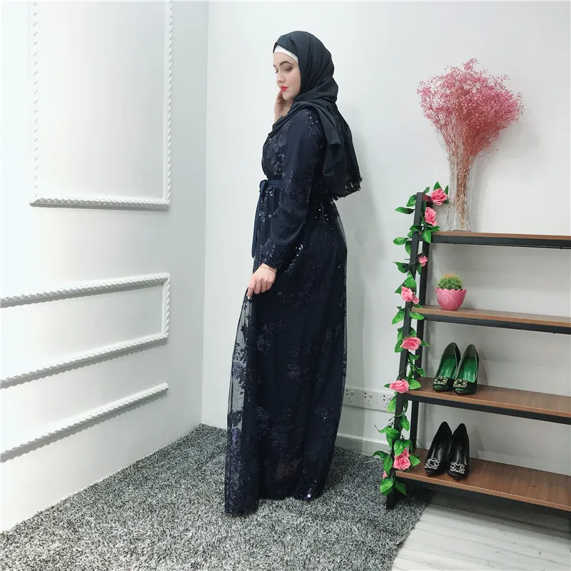 Роскошные мусульманские кружевные вышитые бронзовые abaya Полные платья кардиган KimonoLong халаты Jubah Ближний Восток Eid Рамадан исламский