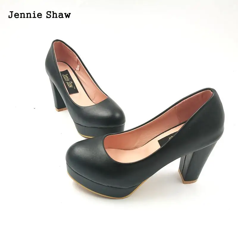 Женские туфли на высоком каблуке рабочая обувь толстый каблук белые свадебные |