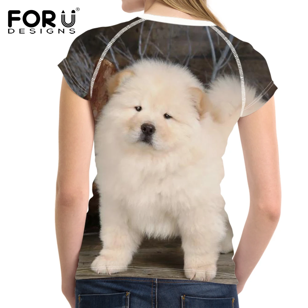 FORUDESIGNS/Kawaii 3D футболка с рисунком собаки женская брендовая дизайнерская летняя