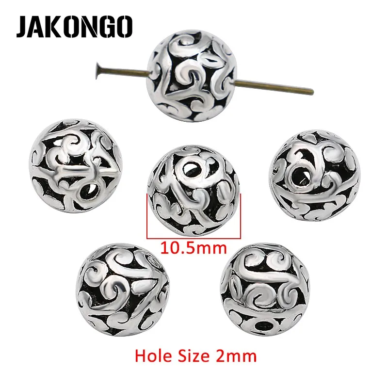 JAKONGO Lucky Cloudy Spacer Бусины античные посеребренные полые свободные бусины для изготовления ювелирных изделий браслет аксессуары 11 мм 8 шт