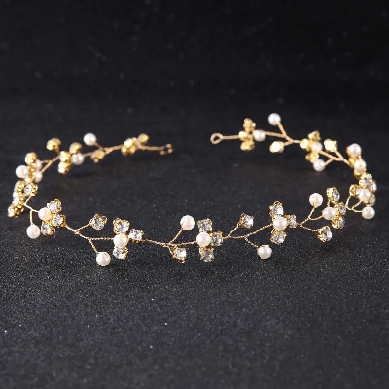 Gold/Silver Color Crystal Headband Pearl Tiaras de Noiva Hair Jewelry Women Headpiece Ornaments Wedding Accessories VL | Украшения и