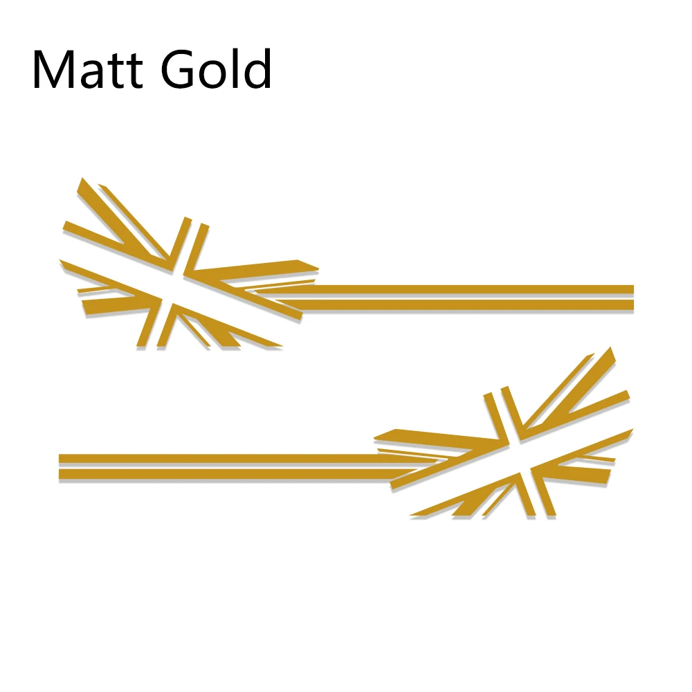 Matte Gold 2 шт. Юнион Джек автомобильный Стайлинг боковой двери тела наклейки гоночные полосы аксессуары для MINI Cooper S R50 R55 R56 F56 F57 F60 - Название цвета: Matte Gold