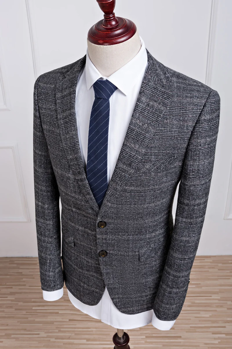 Мужские костюмы для отдыха модные серые блейзеры без глажки мужские деловые