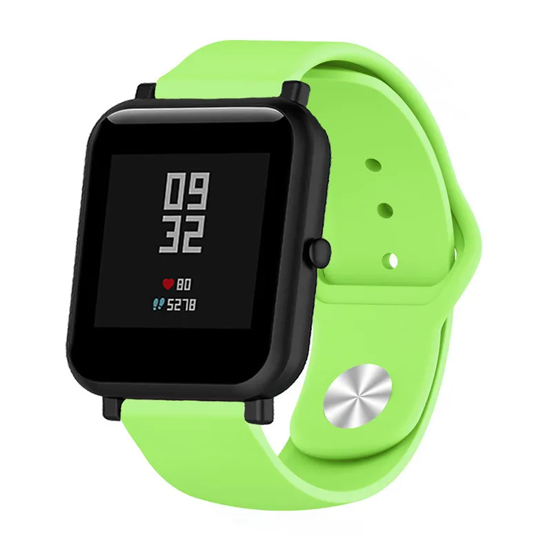 20 мм Мягкие силиконовые полосы для Xiaomi Huami Amazfit Bip маленький ремешок для наручных часов для Galaxy Watch 42 мм/команда S4 браслет - Цвет: green