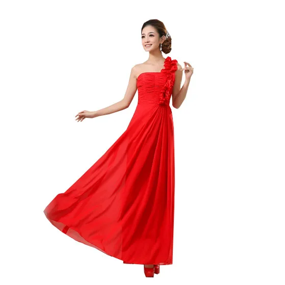 Vestidos de шифон Формальные Сексуальные одно плечо желтый красный Вечерние платья Длинные халаты новое модное сексуальное платье H007