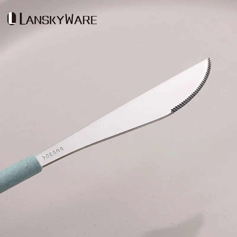 LANSKYWARE 304 столовые приборы из нержавеющей стали с ручкой пшеничной соломы