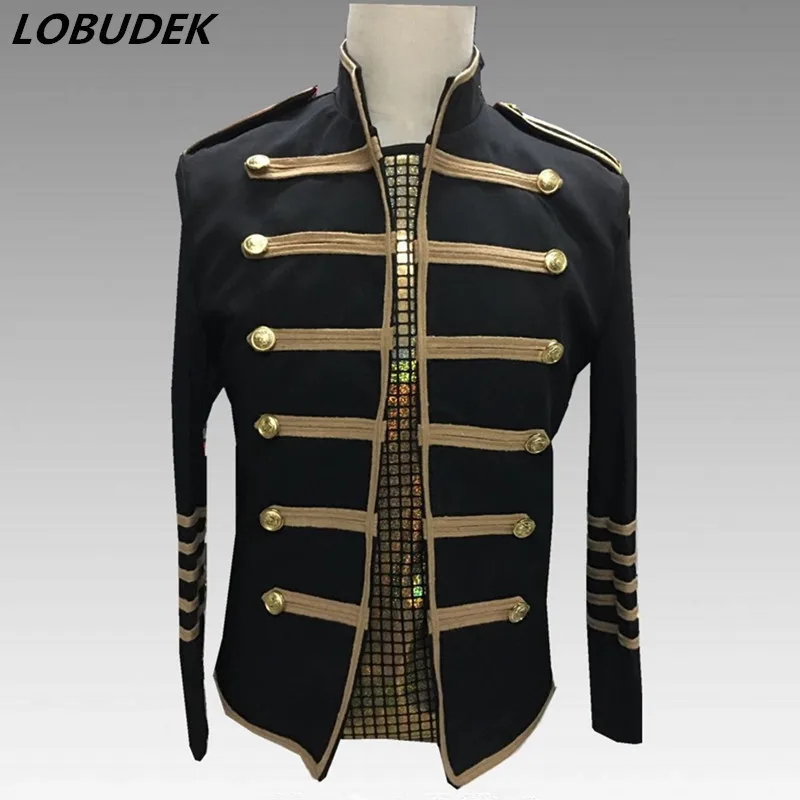 Мужской костюм для бара ночного клуба певицы сценический Золотая полосатая