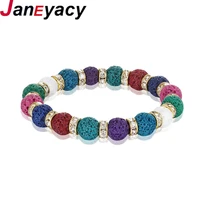 janeyacy new fashion 10mm volcanic stone bracelet mens charm natural stone beads bracelet ladies accessories pulseira