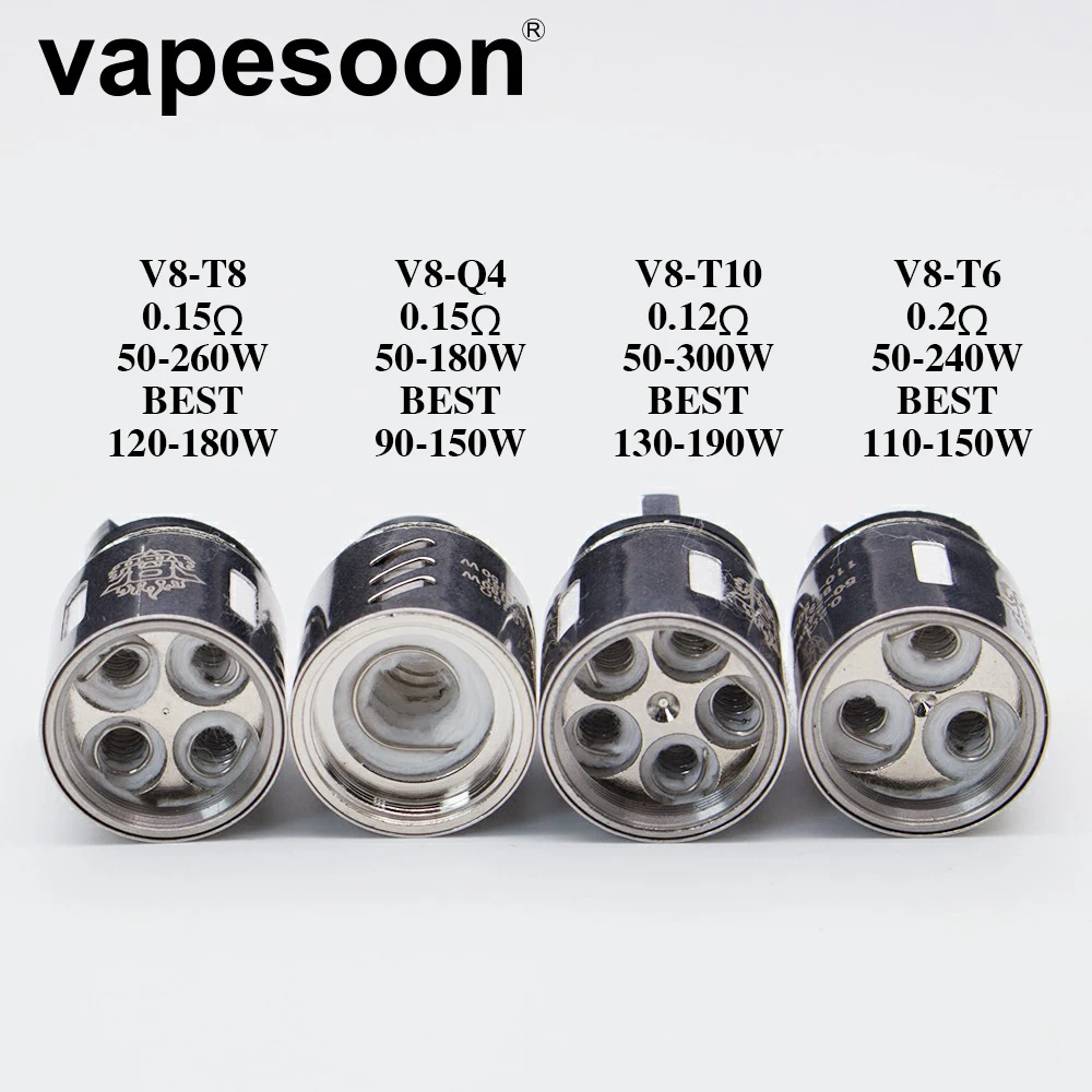 10 шт. VapeSoon оригинальная замена TFV8 Головка Катушки V8 T10 T6 Q4 T8 копия RDA катушки для
