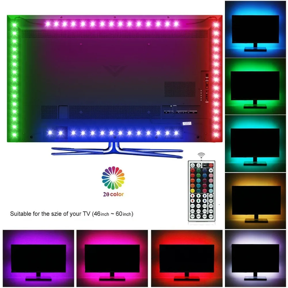 ТВ USB Подсветка свет комплект компьютер RGB светодиодный газа мини набор