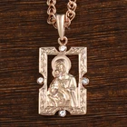Ожерелье с подвеской Богородица для женщин и мужчин из розового золота 585 пробы, квадратная подвеска, бижутерия, хороший подарок для женщин, GP192