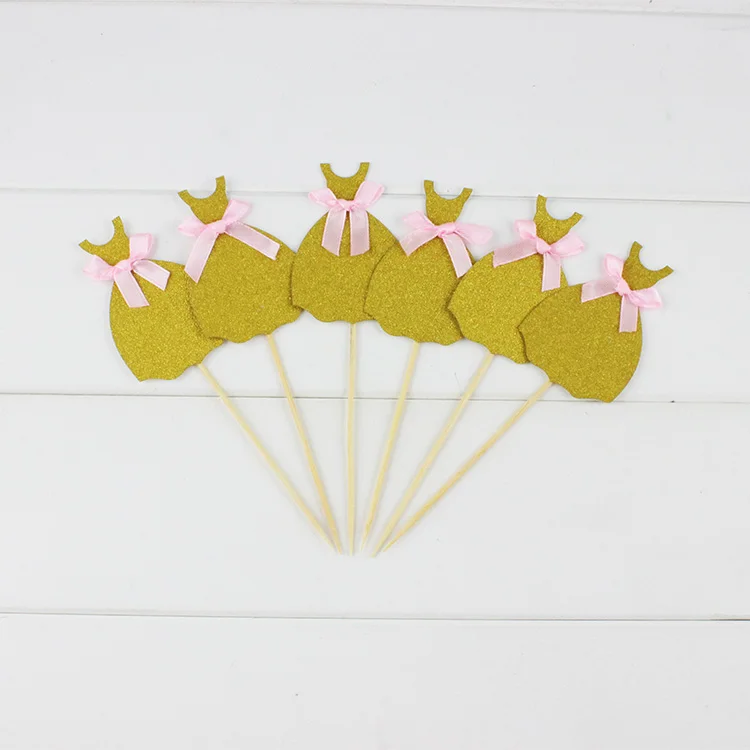 6pcs 6 шт., топперы для торта, маленькие Кап-кейки, топперы для маленьких девочек, принцесса, свадьба, день рождения, вечеринка, украшения, детское украшение для праздников, сувениры - Цвет: 6pcs