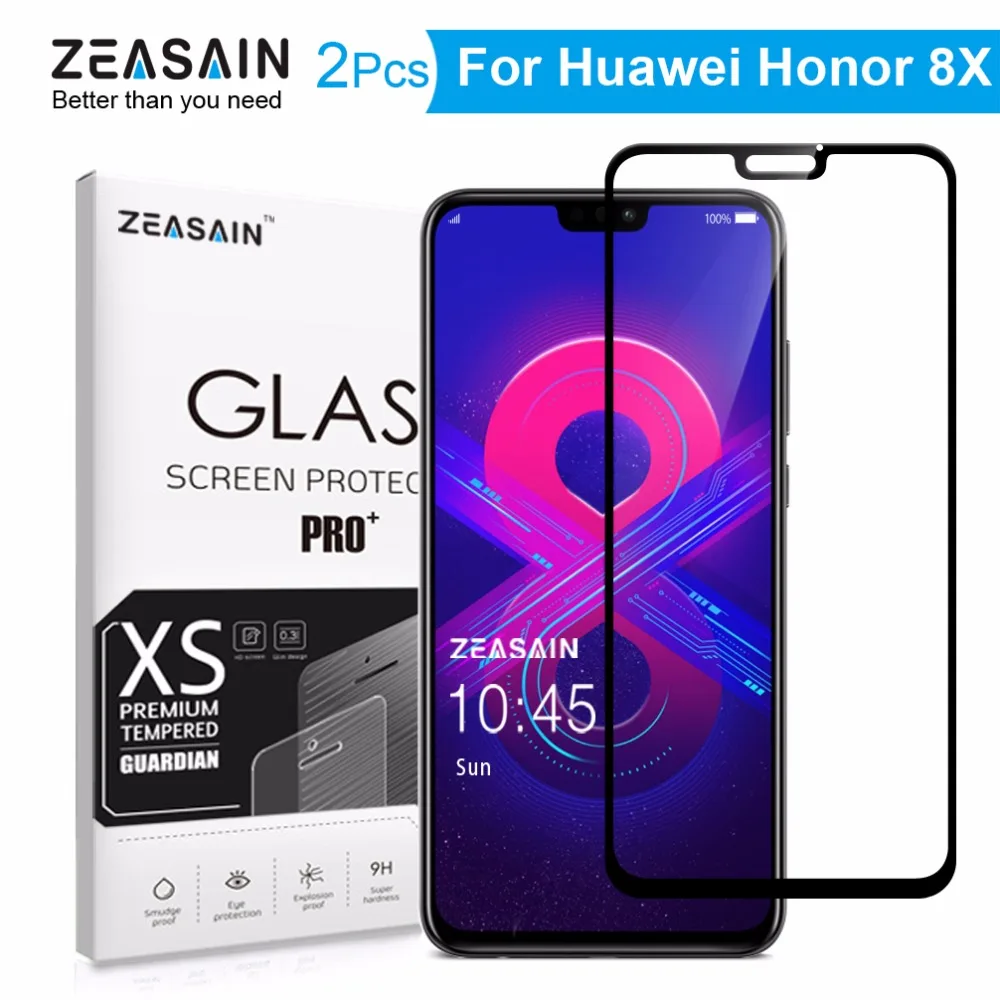 

2 Упак. Оригинальный протектор экрана ZEASAIN для Huawei Honor 8X Honor8X 8 X Закаленное Стекло 9H ультра тонкая защитная стеклянная пленка