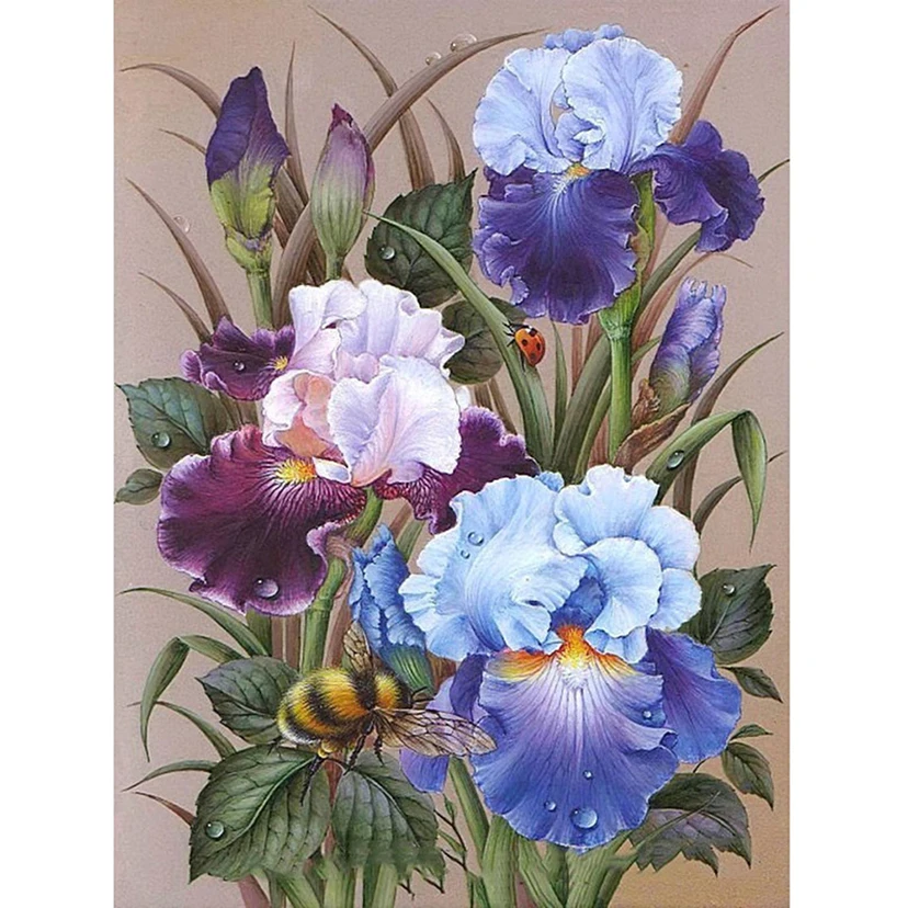 

Full Square/Round DIY Diamond Embroidery iris flower Cross stitch 5D Diamond Painting Rhinestone Mosaic Home Decor WG1014