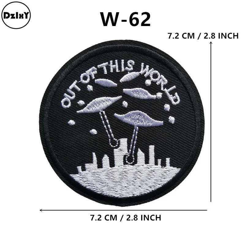 1-PCS-W-62 1 шт. UFO чужеродные железные нашивки для одежды наклейки астронавт полосы аппликации на одежду космическая планета вышитые значки - Цвет: 1-PCS-W-62