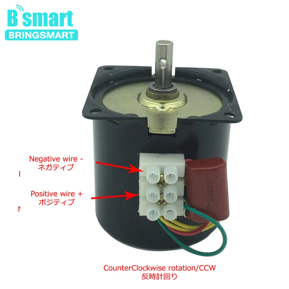 Bringsmart 60KTYZ 110 В/220 В низкая скорость 2,5 об/мин синхронный двигатель переменного тока электро высокий крутящий момент металлический редуктор мотор для барбекю