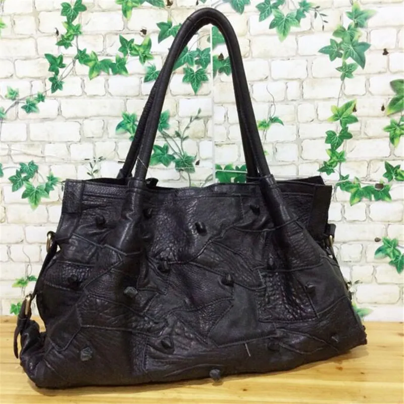 High Quality Genuine Leather Ladies Handbags 100% Cowhide Women Shoulder Bags Fashion Brands Large Black Messenger Bag A824 | Багаж и