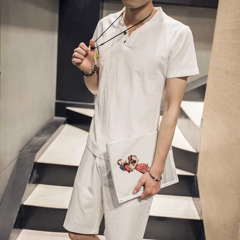 Летний модный комплект из 2 предметов футболка и шорты спортивный костюм мужская