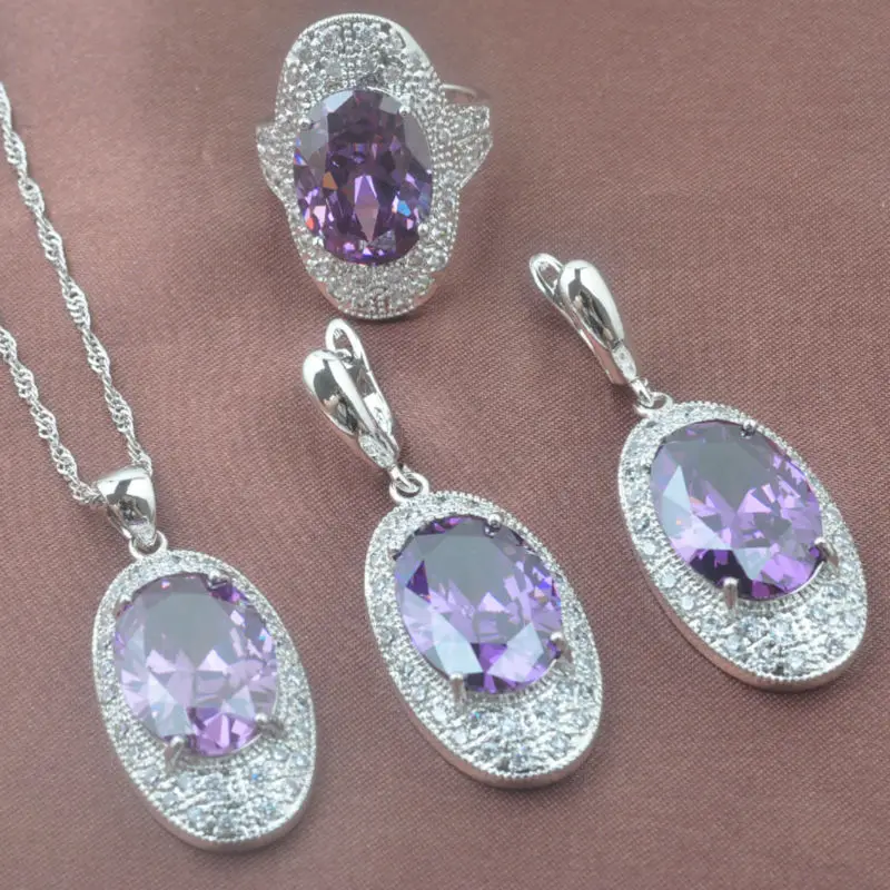 Горячая распродажа Фиолетовый Кристалл циркония женские серебряные Ювелирные