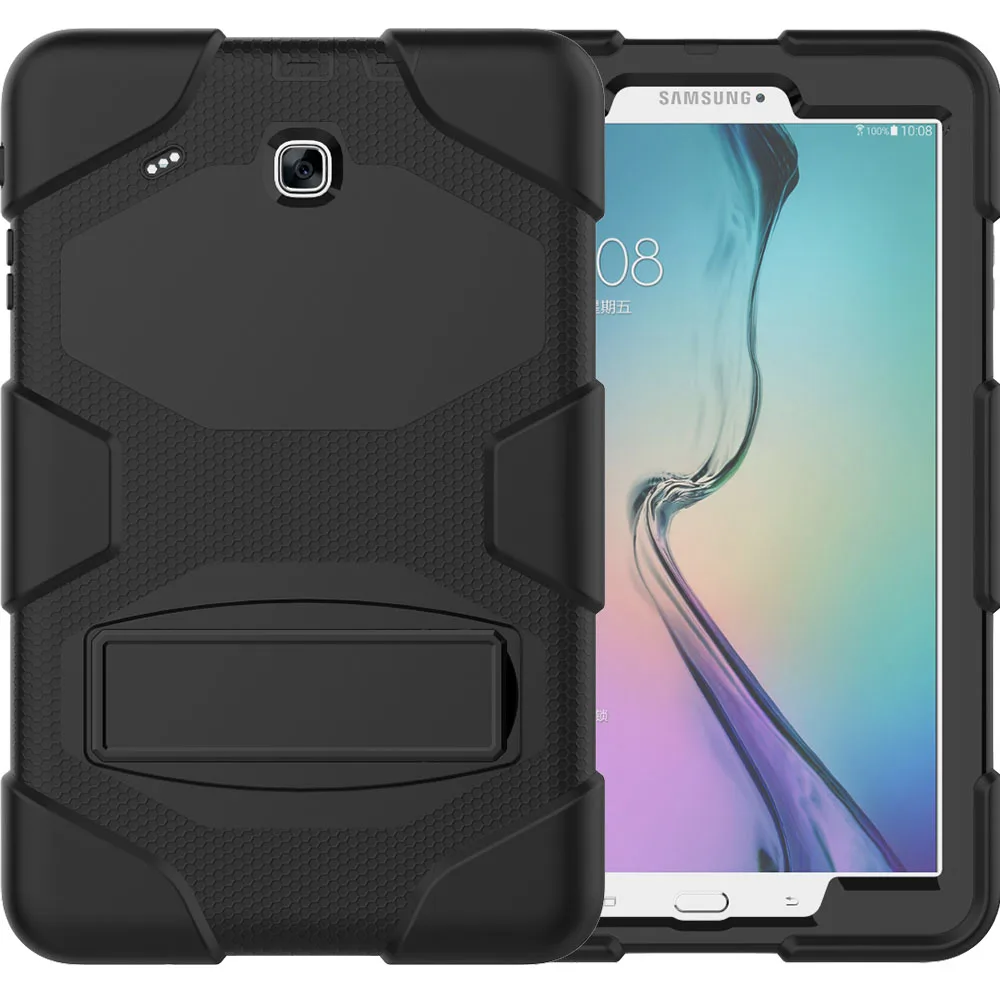 Black Чехол для Samsung Galaxy Tab E 9,6 T560 T561, сверхпрочный чехол 3 в 1, гибридный прочный Чехол-подставка для планшета+ стилус - Цвет: Black
