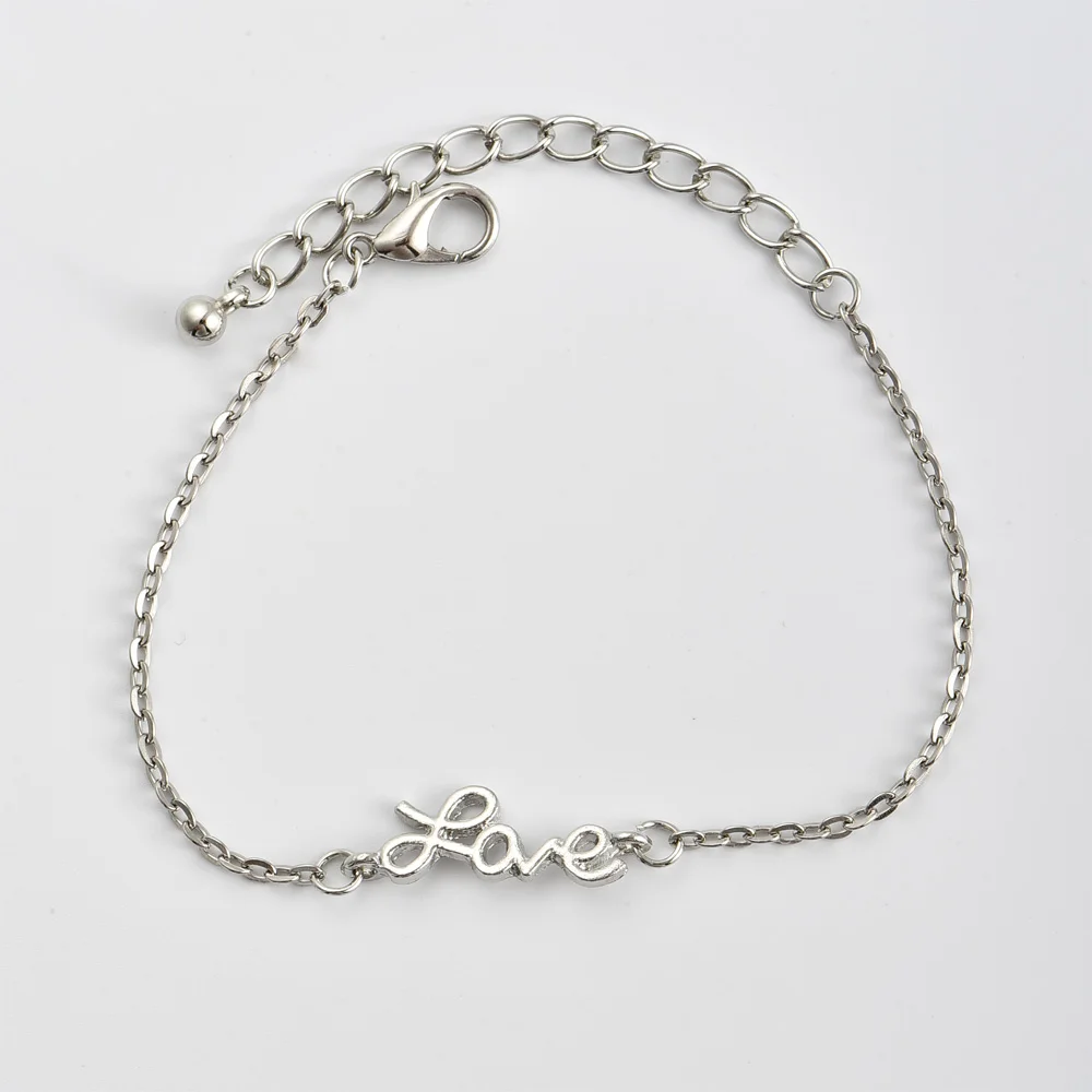 4 шт./компл. богемные браслеты Любовь буквы Кристалл геометрический серебряный