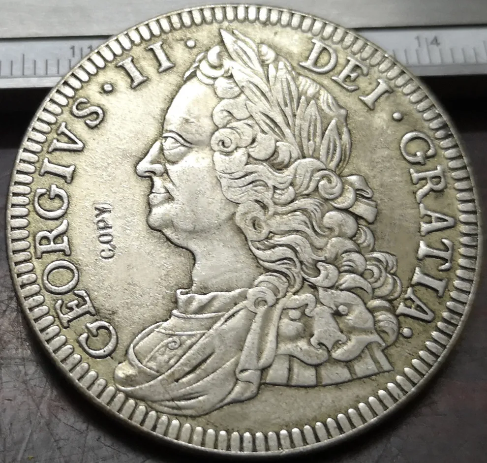 1746 Великобритания 1 Корона Джордж II Посеребренная КОПИЯ монета|Безвалютные