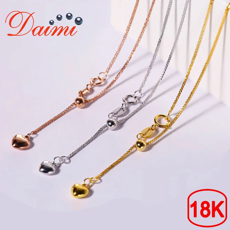 DAIMI 18K подвеска любовь белая/желтая/Розовая золотая цепочка 1,83 г 65 см ожерелье из чистого золота Цепочка регулируемое ожерелье цепочка ювелирное изделие подарок