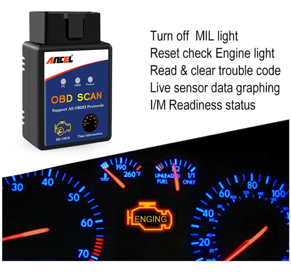 Ancel ELM327 OBD2 Bluetooth сканер ELM 327 V1.5 OBD 2 авто ODB автомобильный диагностический инструмент для считывания кода двигателя диагностический инструмент