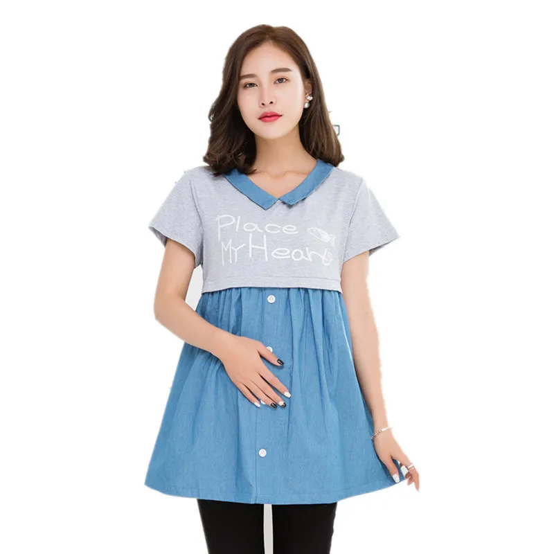 

Maternity Blouses Tops Pregnancy Shirt Pregnant Dress Summer Pregnant clothing Breastfeeding Chiffon shirts Feeding clothes